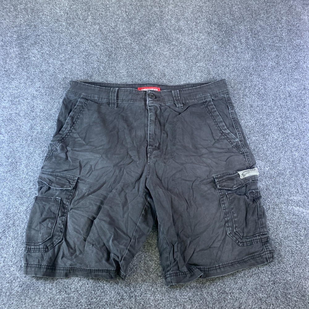 Unionbay Cargo Shorts Mens 38 Dark Gray Cotton Stretch Pockets Athletic Fit
